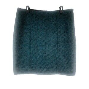Banana Republic Skirt Size 14 Green Black Textured Flannel Tweed Lined Straight